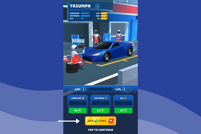 Extra currency ad in Race Master 3D