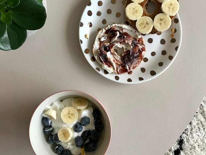 Greek yogurt and a bagel thin is one of my favorite weight-loss breakfasts.