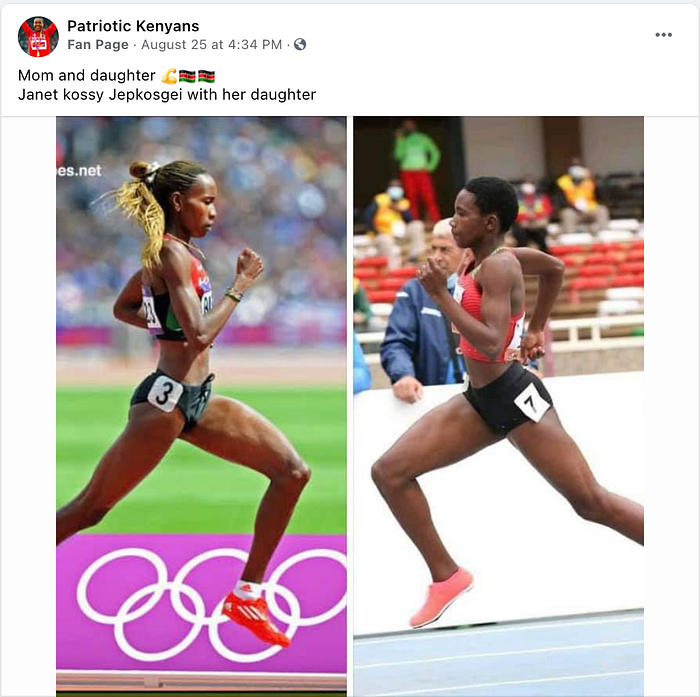 Does This Image Show Athlete Jepkosgei and Her Daughter? Piga