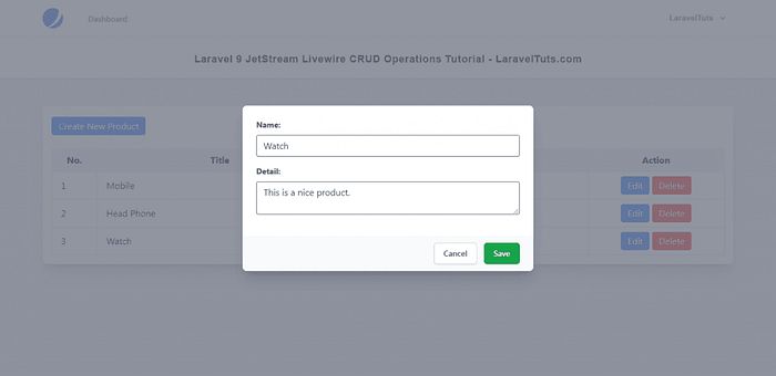Laravel 9 JetStream Livewire CRUD Operations Tutorial