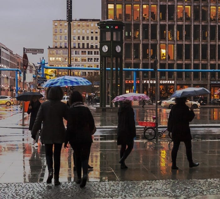 Potsdamer Platz on a Rainy Day in Autumn
