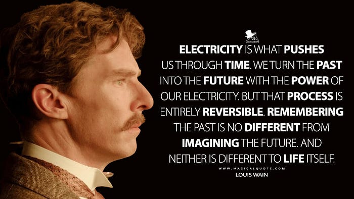 Louis Wain on the electricity of life. Excerpt from The Electrical Life of Louis Wain (2021)