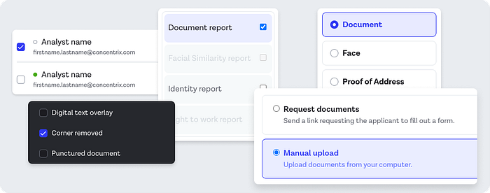 A collection of different checkbox and radio implementations with no coherent style across them, but similarities that pointed to similar requirements.