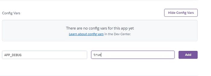 Config Vars screen
