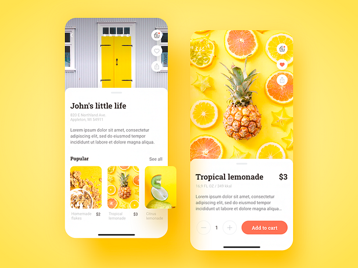 An example of food delivery app design