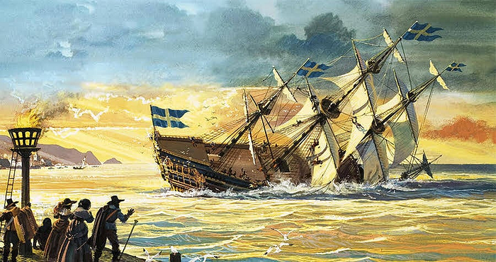 Historical painting of the sinking of the Vasa