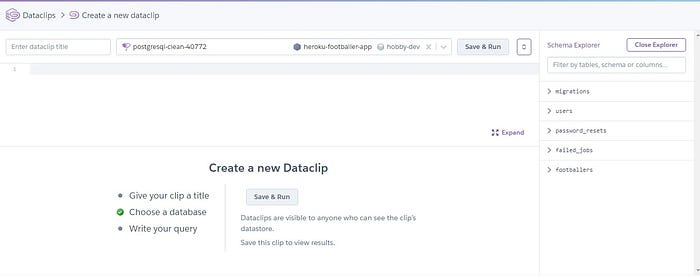 Creating a Dataclip