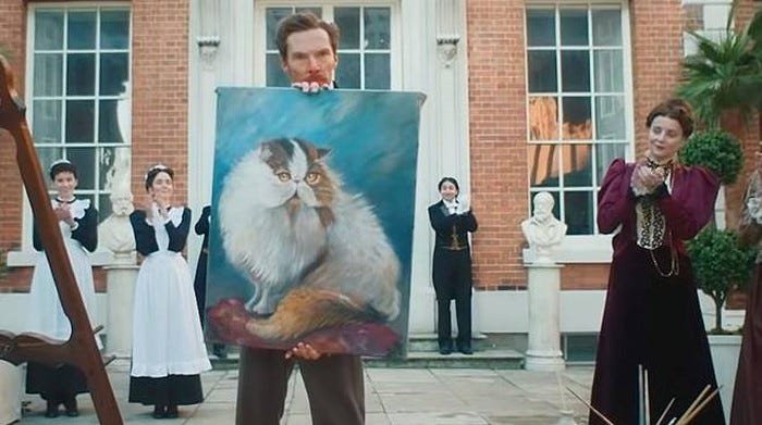 Louis Wain Painting of aristocat from The Electrical Life of Louis Wain (2021)