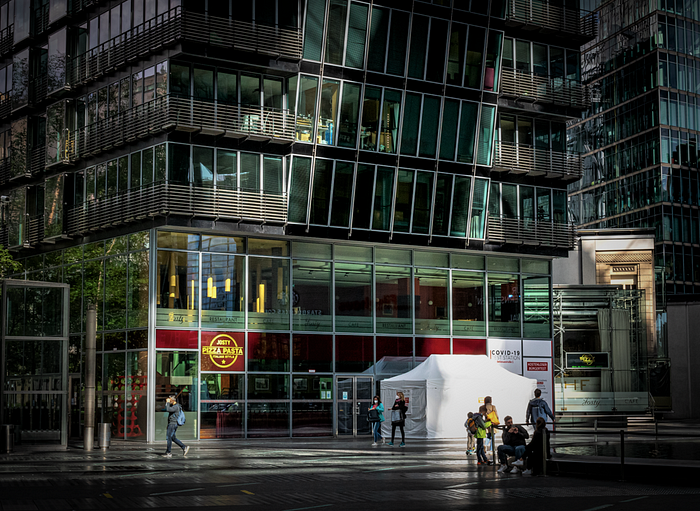 Sunlight on Potsdamer Platz Berlin, Sean P. Durham, Berlin, 2020 copyright