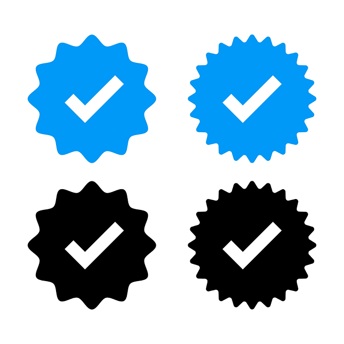 Verified checkmarks on social media.