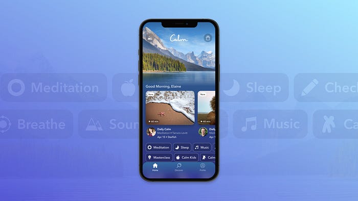 Calm app — Home screen