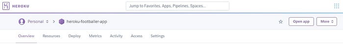 Screenshot of Heroku. The open app button is in the top right.