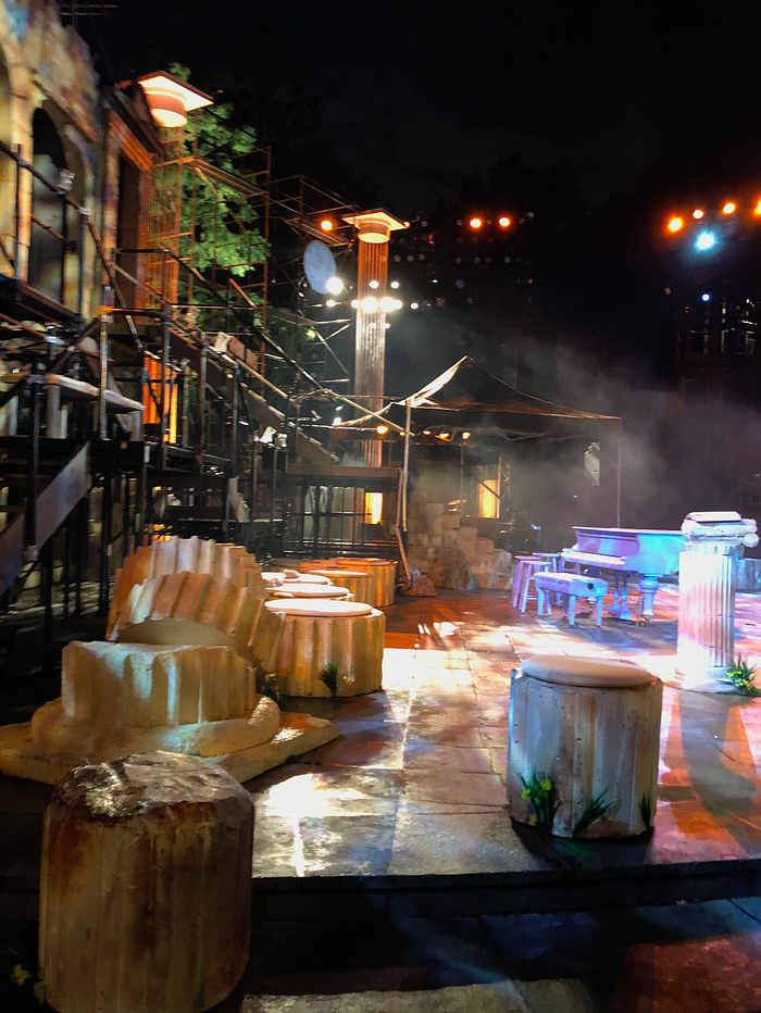  Column fragments give a Greek twist to the familiar Shakespeare-in-the-Park stage
