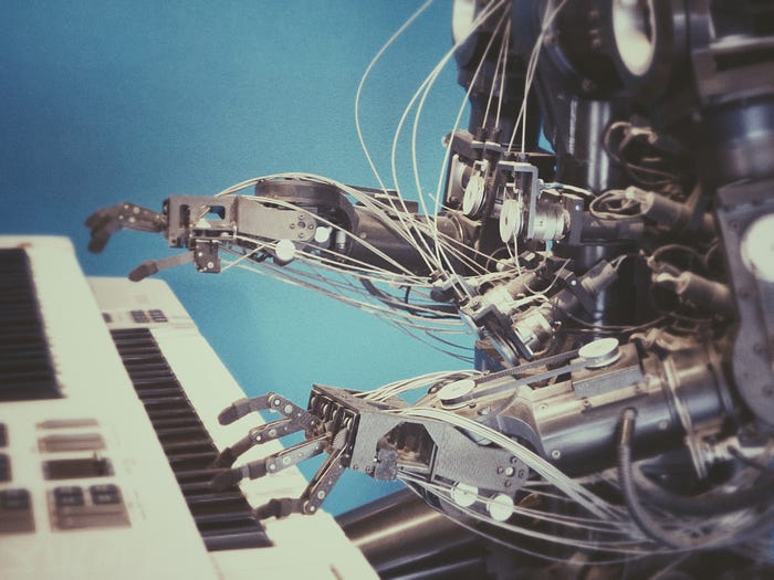 Robot playing an electric piano