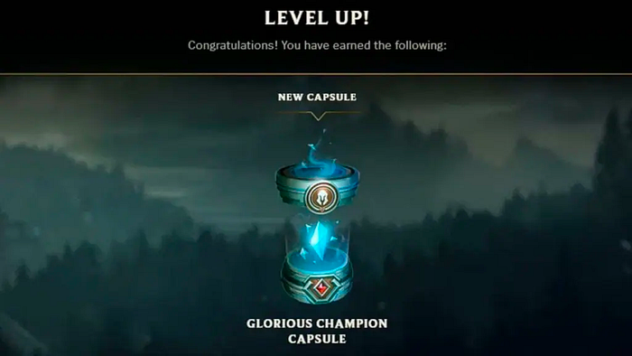 Level up screen for League of Legends.