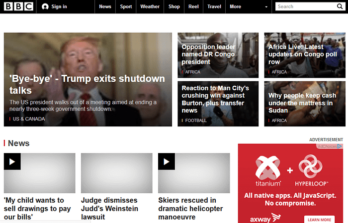 BBC story of trump exits shutdown talks and other election discussion news