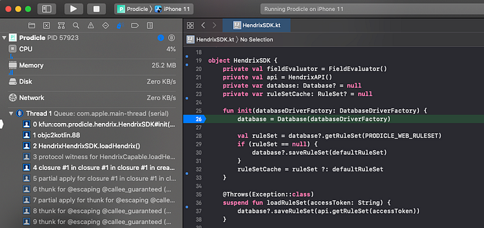 debugging kotlin source code from xcode