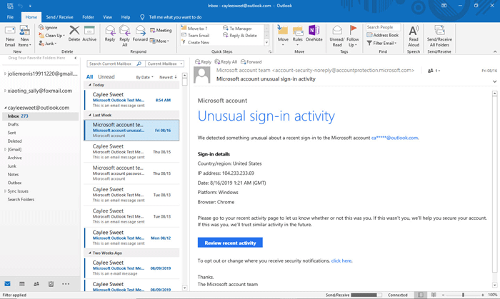 how to recover outlook email account password