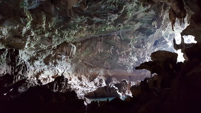 Photo from inside a cave from during the Thakhek loop