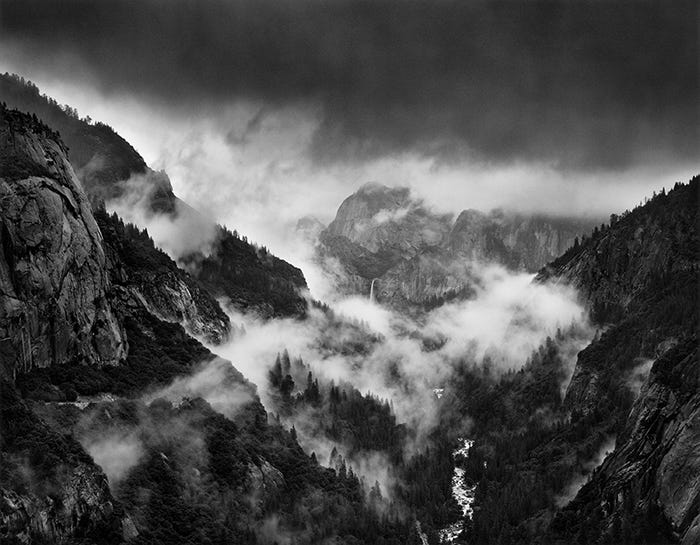 Bridalveil in Storm, Yosemite 1974. • ©Alan Ross