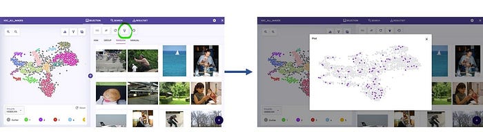 Left: Pascal VOC dataset visualized + randomly selected images. Highlighted “Flashlight” icon pressed. Right: Random images’ locations highlighted