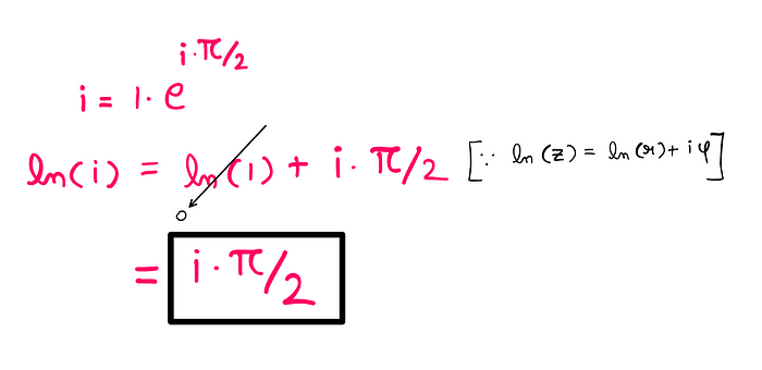 How To Really Solve i^i (i raised to the power i)? — i = 1*e^(π/2) = ln(1)+(i*π/2) = (i*π/2)