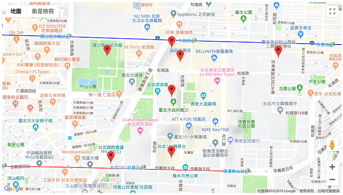 多個標記的google map