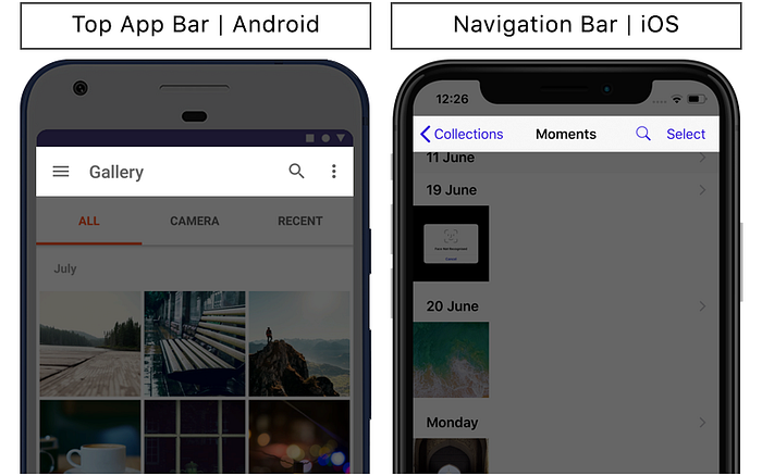 Top App bar vs Navigation bar