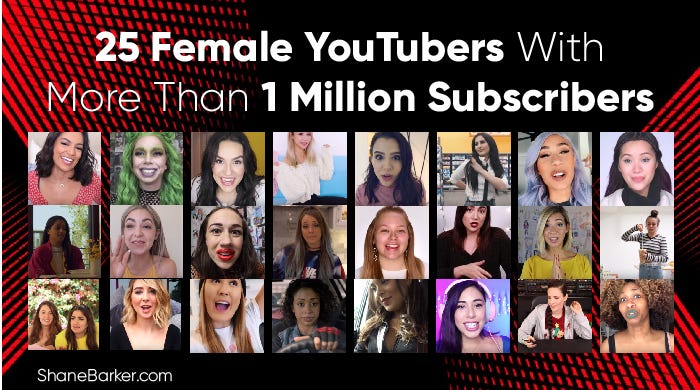 25 Female Youtubers With More Than 1 Million Subscribers By Shane Barker Marketing And Growth Hacking