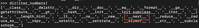 A long list of methods an iterator has