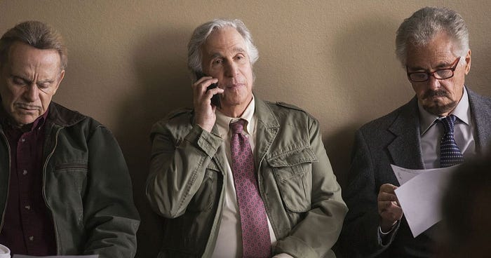Gene calling the detective to set up their dinner date.