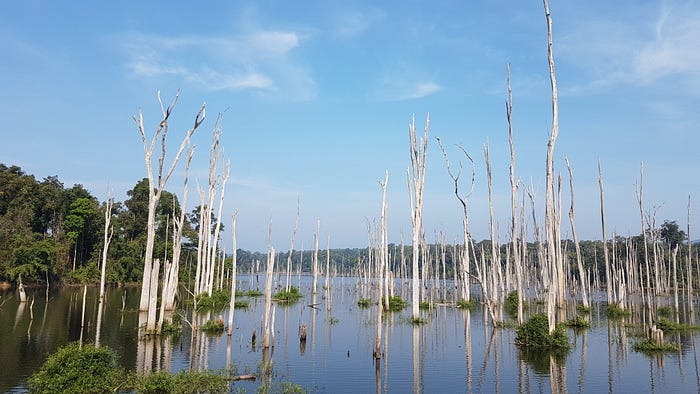 Photo of the lake as seen on the Thakhek loop, at day