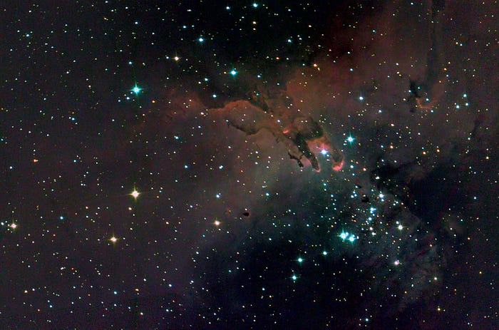 The Pillars of Creation, an iconic target of the Hubble Space Telescope, is seen here by SuperBIT during a 2018 test flight. Image credit: SuperBIT team, from Romualdez et al. (2018) SPIE 10702