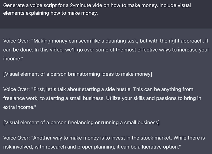 output chatgpt untuk skrip video