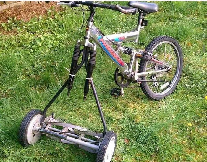 A Labor/time-saving grass cutter on a lawn