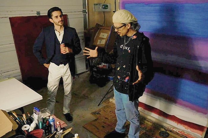 Mike Anthony and Daniel Santos talking about Art, Painting, and Checking out hidden paintings from Artist Daniel Santos in San Antonio Texas