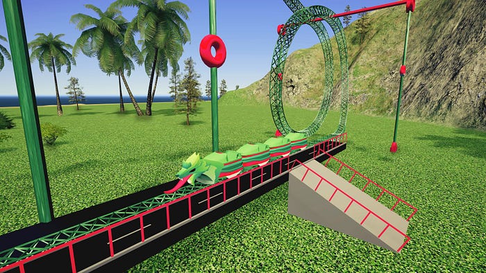 A dragon-themed roller coaster in the MetaCoaster game
