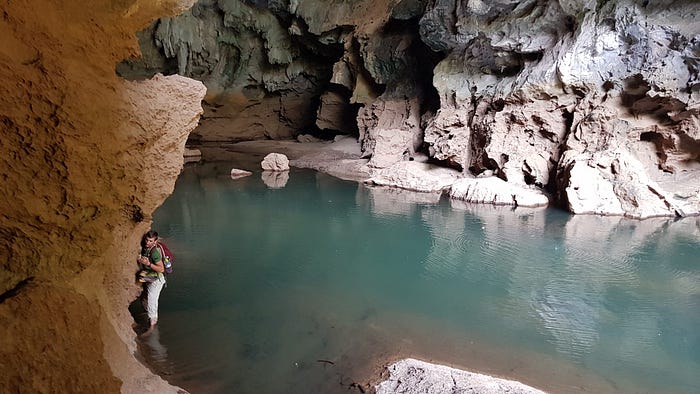 Photo from inside a cave during the Thakhek loop