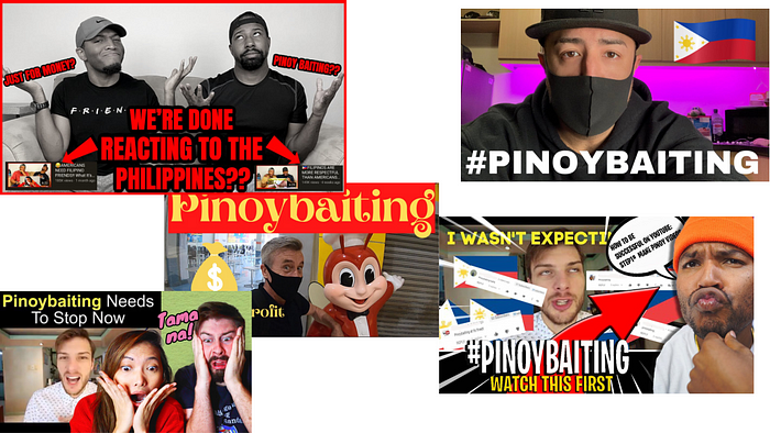 Screenshots of videos that use ‘pinoybaiting’