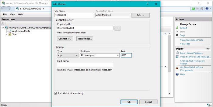 Add Website on IIS