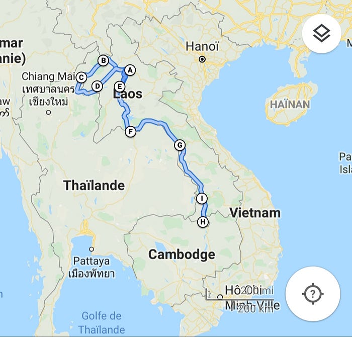 screenshot Google Maps itinerary