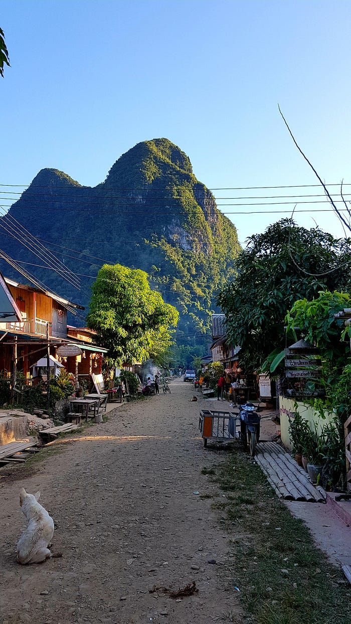 Photo of the main "road" in Muang Ngoi