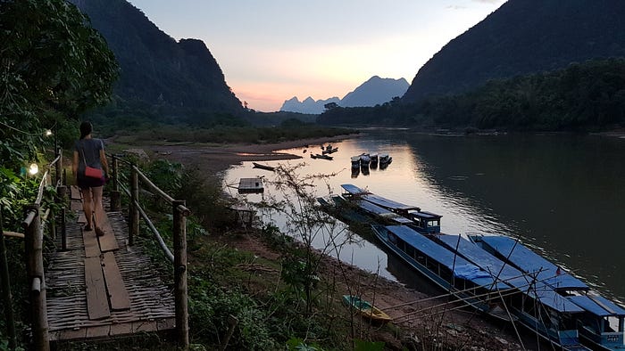 Photo of a sunset at Muang Ngoi