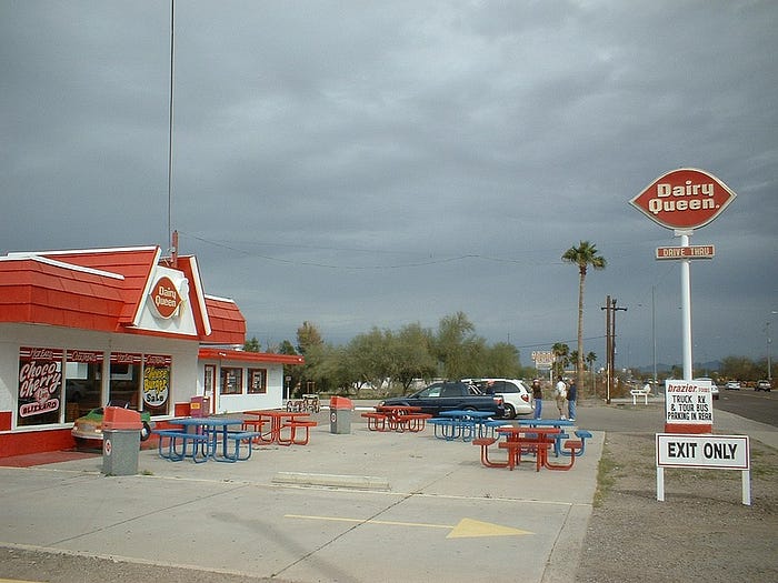 Old style Dairy Queen store in Hila Bend Arizona.