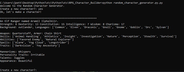 Let's Build a Random Character Generator in Python