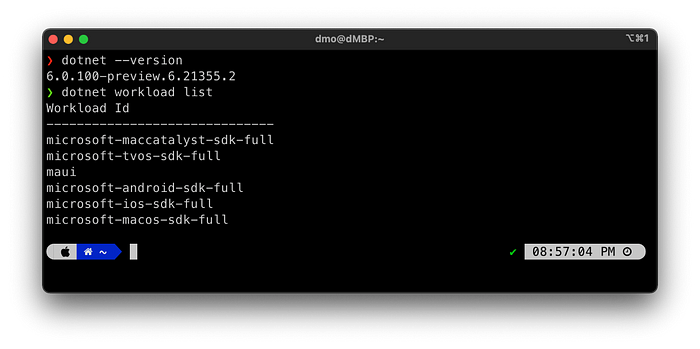 Checking additional workloads for .NET MAUI cross-platform applications