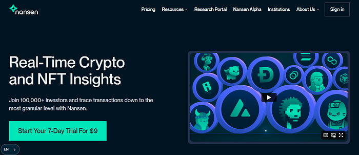 A blockchain analytics tool called Nansen