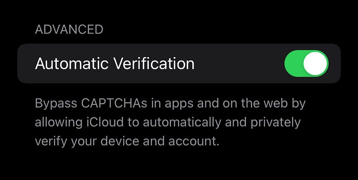 Vérification CAPTCHA automatique dans iOS 16