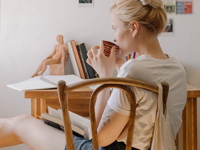woman studying