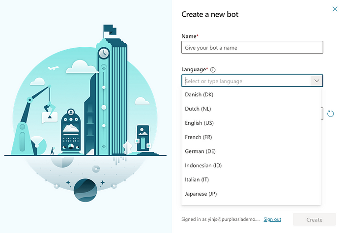 Create new bot popup on PVA